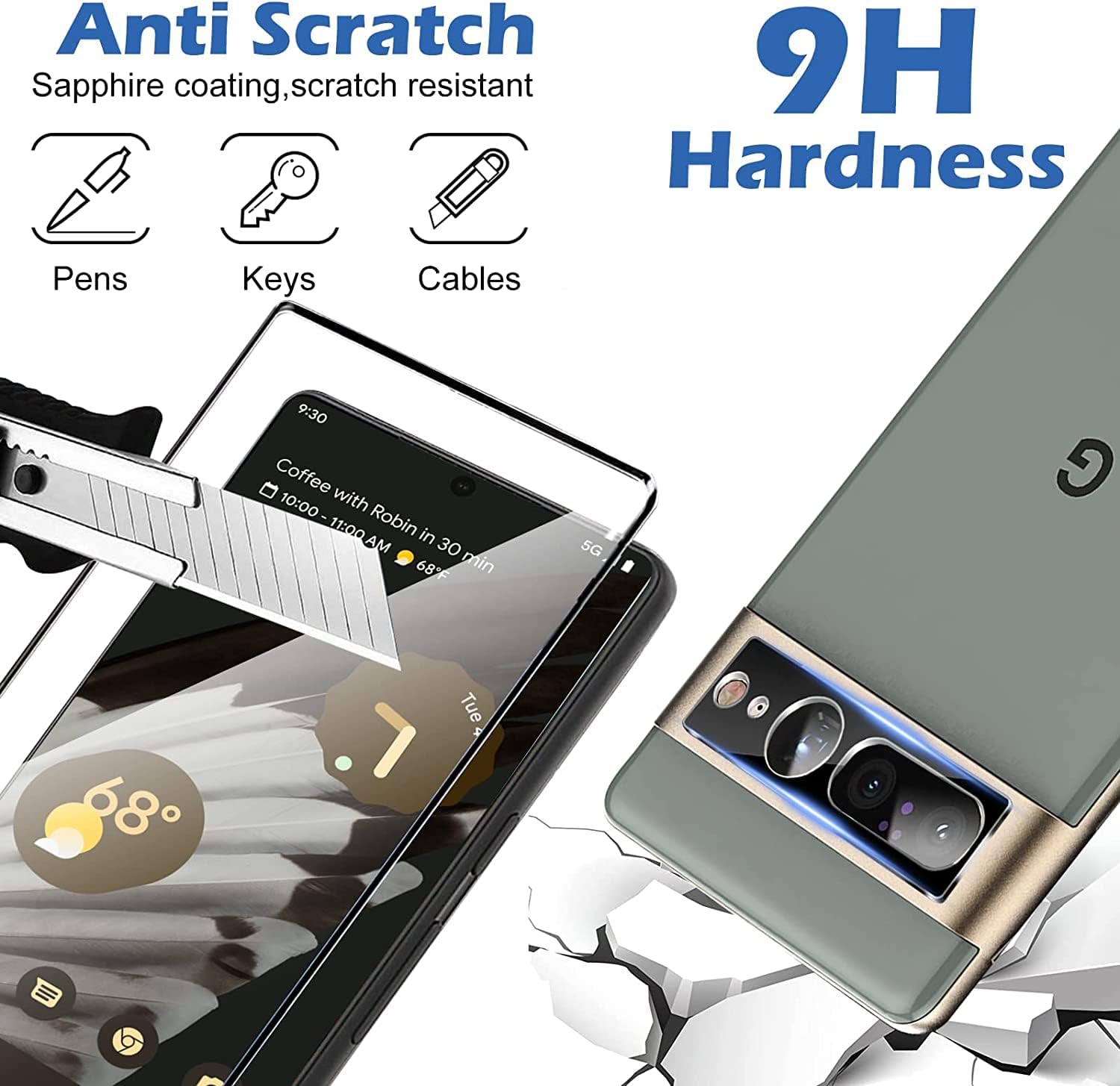 3 Pack for Google Pixel 7 Pro Screen Protector, Pixel 7 Pro Tempered Glass Screen Protector, 1 Pack Camera Lens Protector, 9H Hardness Tempered Glass Screen Protector for Google Pixel 7 Pro【3 1 Pack】