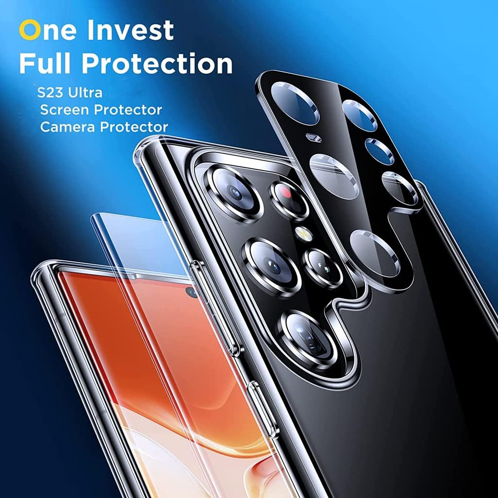 Galaxy S23 Ultra Screen Protector, S23 Ultra Tempered Glass Screen Protector, 1 Pack Camera Lens Protector, 9H Hardness Tempered Glass Screen Protector for Samsung Galaxy S23 Ultra【3 1 Pack】