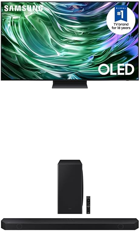 SAMSUNG 83인치 OLED 4K S90D 시리즈 HDR 스마트 TV with/Dolby Atmos, (QN83S90D, 2024년 모델) Q800D 5.1.2ch 사운드바 w/무선 Dolby Atmos 오디오, Q-Symphony(최신 모델)