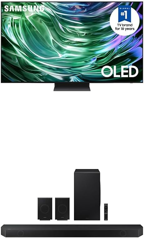 SAMSUNG 83-Inch Class OLED 4K S90D Series HDR  Smart TV w/Dolby Atmos (QN83S90D, 2024 Model) Q990D 11.1.4ch Soundbar w/Wireless Dolby Atmos Audio, Rear Speaker Included, (Newest Model)