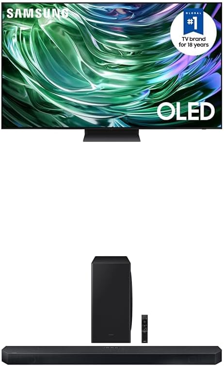 SAMSUNG 83인치 OLED 4K S90D 시리즈 HDR 스마트 TV with/Dolby Atmos, (QN83S90D, 2024년 모델) QS730D 3.1.2ch 사운드바 w/무선 Dolby Atmos 오디오, Q-Symphony, (최신 모델)