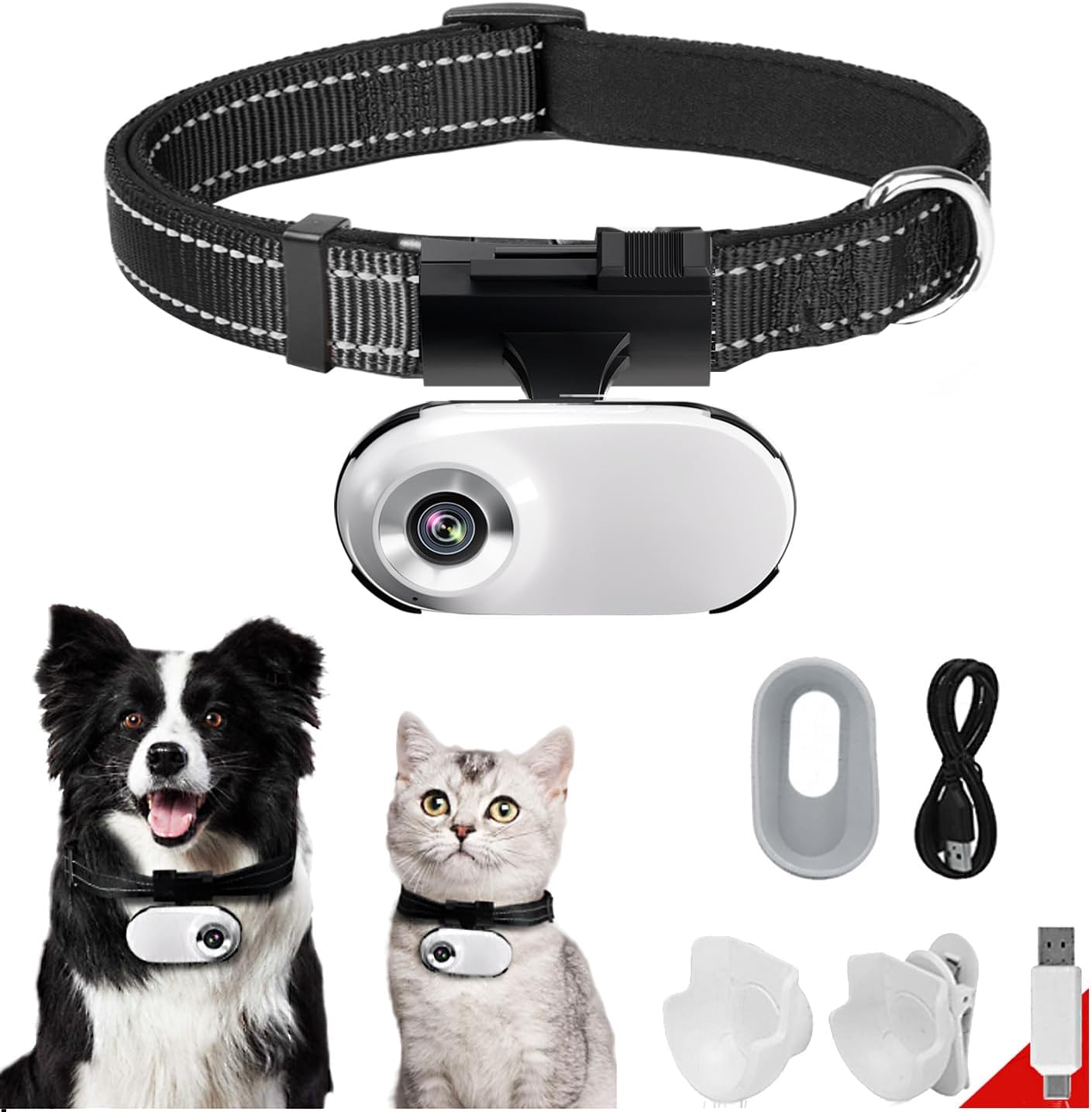 HD 1080P Cat Camera Collar with Video Record Wireless Mini Sport Cam,Small Action Cameras,Body Camera for Pet Supplies/Stuff,Outdoor/Inoor Birthday Gift No WiFi · v5