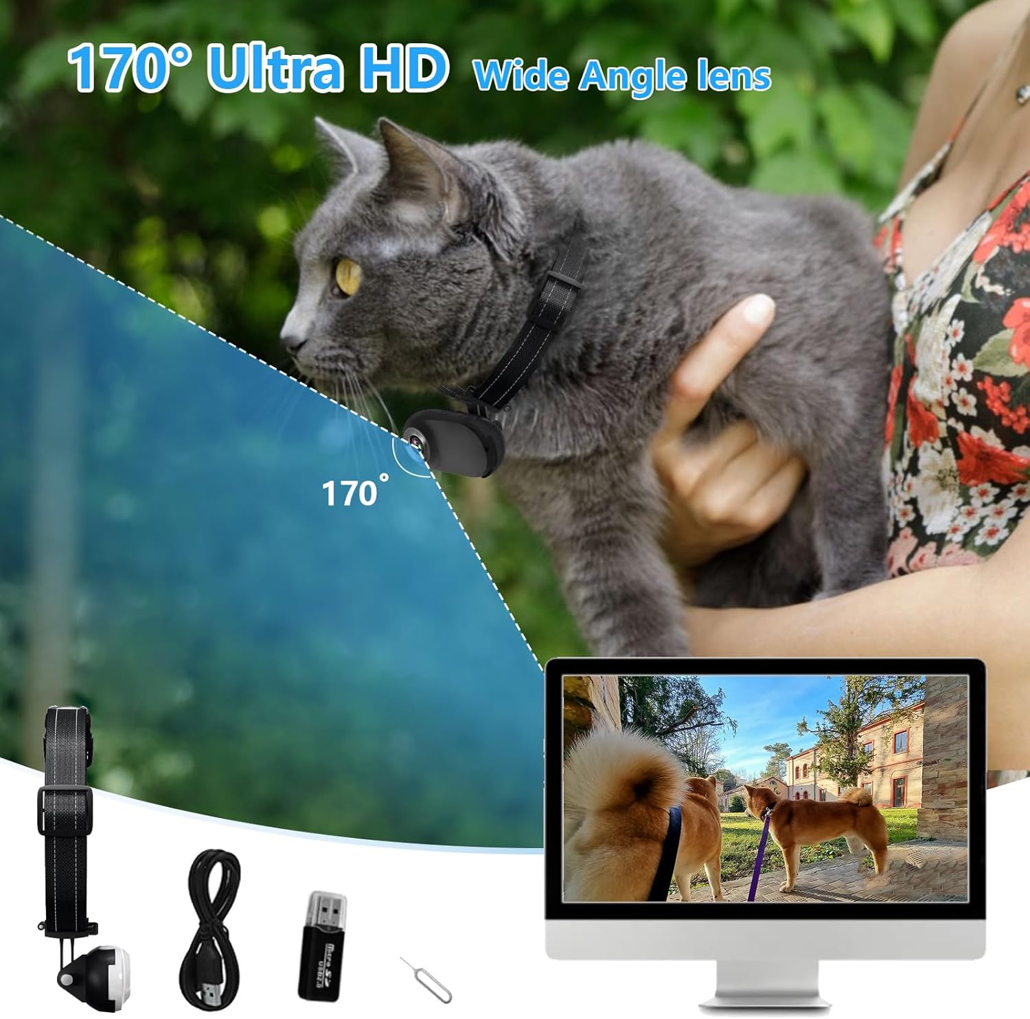HD 1080P Cat Camera Collar with Video Record Wireless Mini Sport Cam,Small Action Cameras,Body Camera for Pet Supplies/Stuff,Outdoor/Inoor Birthday Gift No WiFi · v5