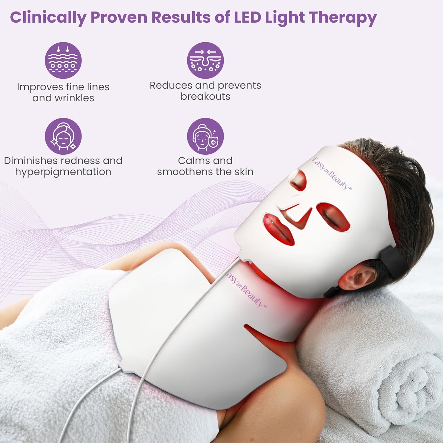EASYINBEAUTY 2-IN-1 Set Red Light Therapy Mask for Face Neck, 7 Colors LED Face Mask Light Therapy, Soft Silicone Red Light Mask with Remote Control, Professional Facial Skin Care, Treatment at Home · v9
