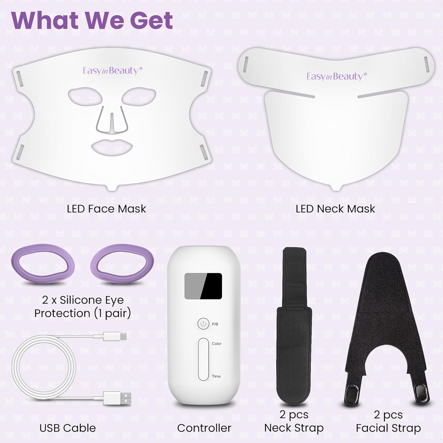 EASYINBEAUTY 2-IN-1 Set Red Light Therapy Mask for Face Neck, 7 Colors LED Face Mask Light Therapy, Soft Silicone Red Light Mask with Remote Control, Professional Facial Skin Care, Treatment at Home · v9