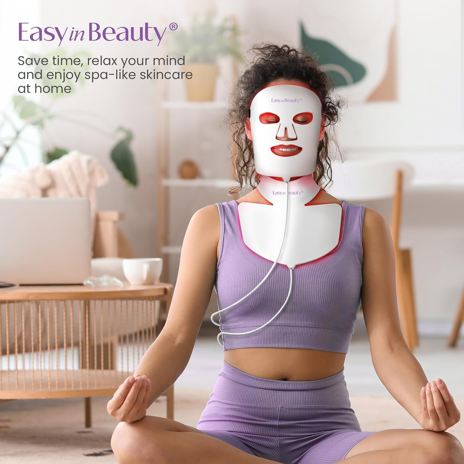 EASYINBEAUTY 2-IN-1 Set Red Light Therapy Mask for Face Neck, 7 Colors LED Face Mask Light Therapy, Soft Silicone Red Light Mask with Remote Control, Professional Facial Skin Care, Treatment at Home · v9