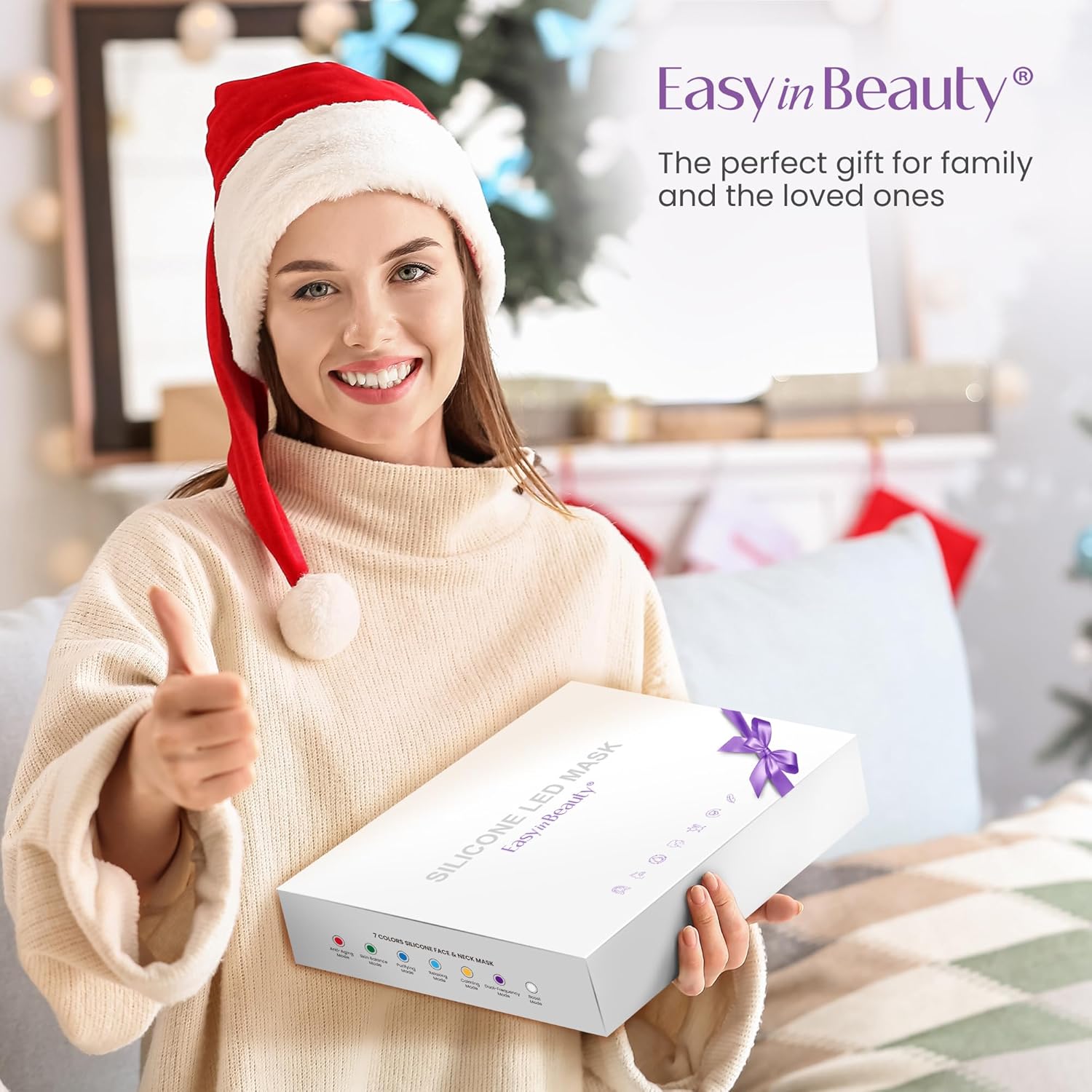 EASYINBEAUTY 2-IN-1 Set Red Light Therapy Mask for Face Neck, 7 Colors LED Face Mask Light Therapy, Soft Silicone Red Light Mask with Remote Control, Professional Facial Skin Care, Treatment at Home · v9