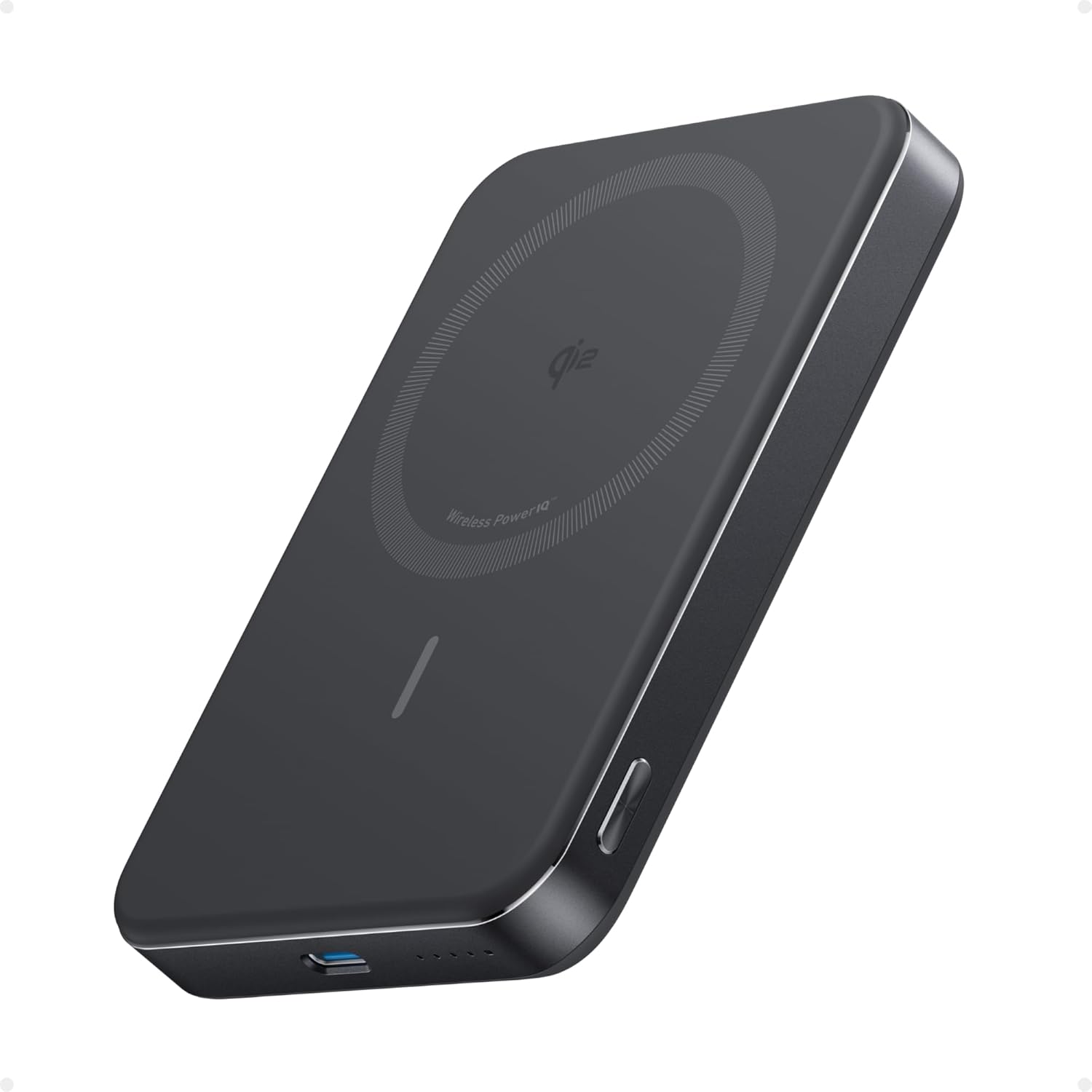 Banque d'alimentation Anker MagGo, batterie magnétique ultrafine de 10 000 mAh, chargeur portable 15 W ultrarapide compatible MagSafe certifié Qi2, design ergonomique, pour les séries iPhone 16/15/14/13/12 uniquement