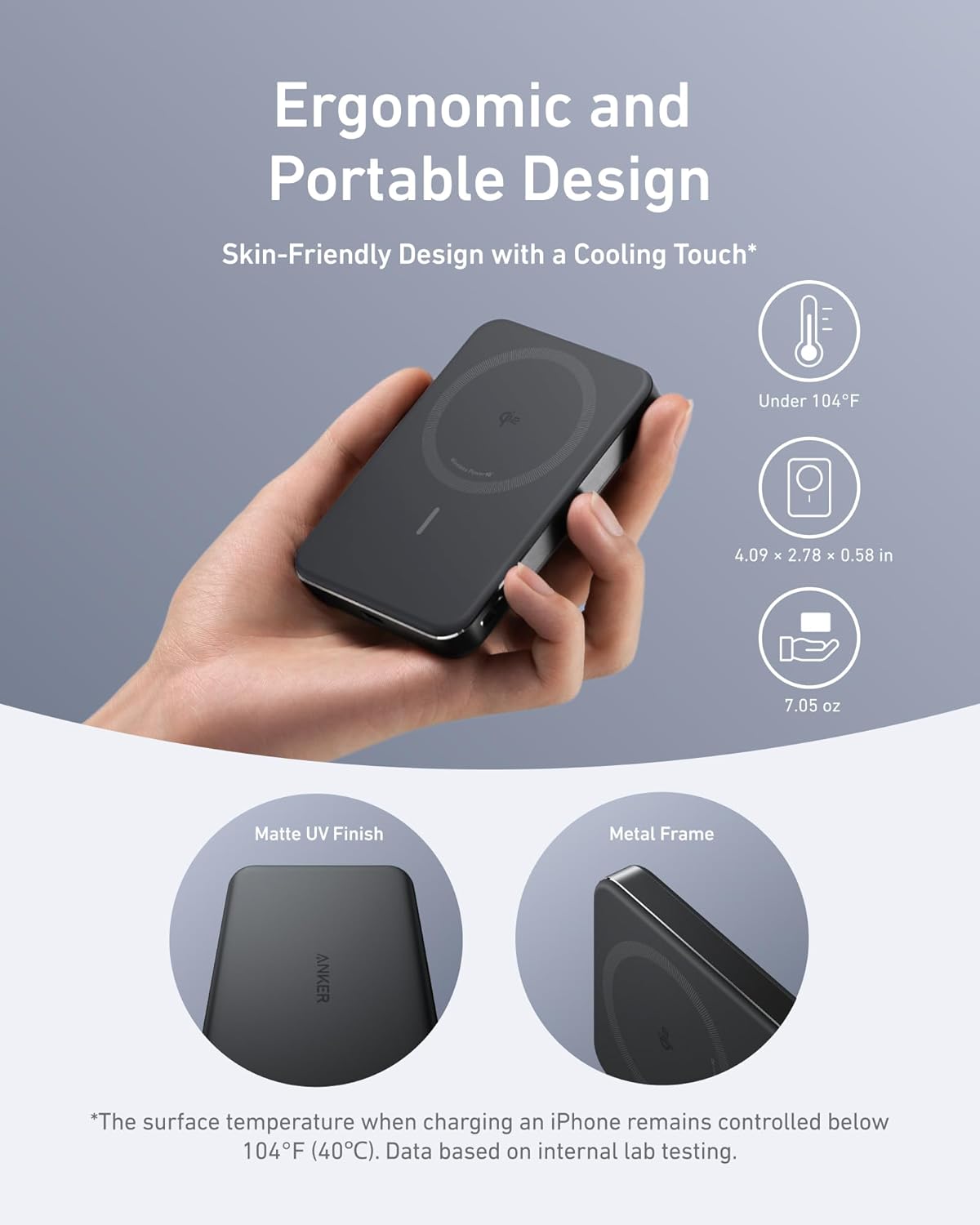 Banque d'alimentation Anker MagGo, batterie magnétique ultrafine de 10 000 mAh, chargeur portable 15 W ultrarapide compatible MagSafe certifié Qi2, design ergonomique, pour les séries iPhone 16/15/14/13/12 uniquement