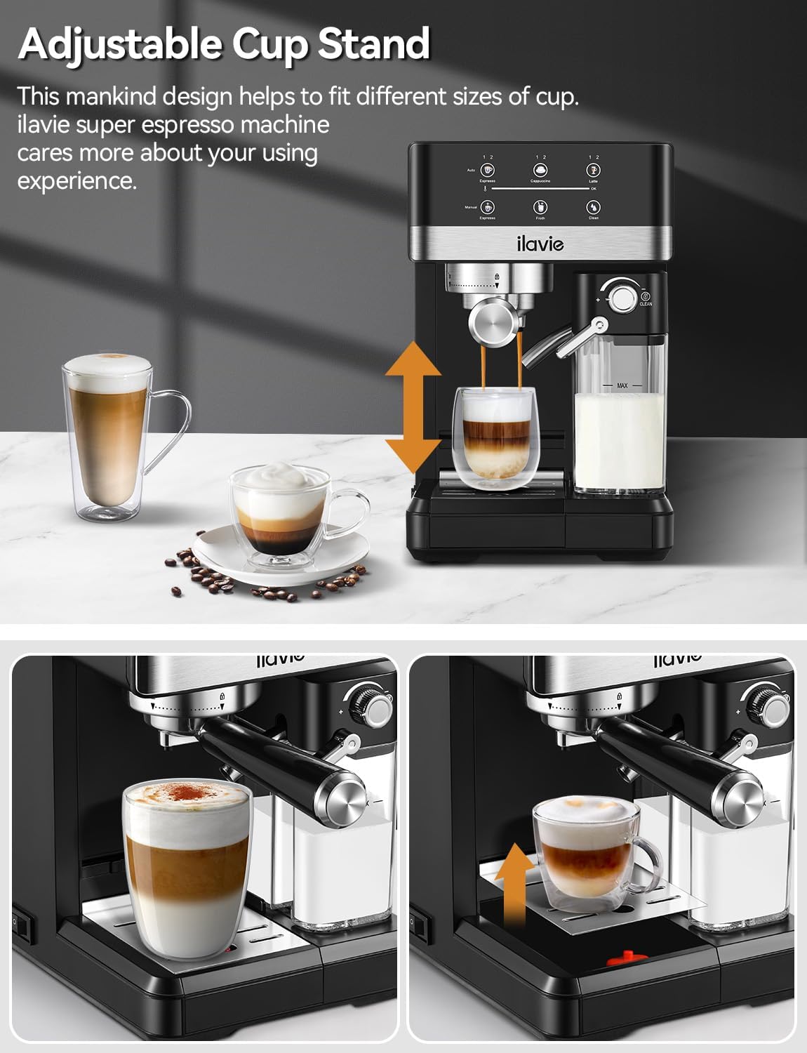 Espresso Machine Cappuccino Latte Coffee Espresso Maker, Auto Milk Frother for Smooth Milk Bubbles, Detachable Milk reservoir, 20 Bar High Pressure · v4