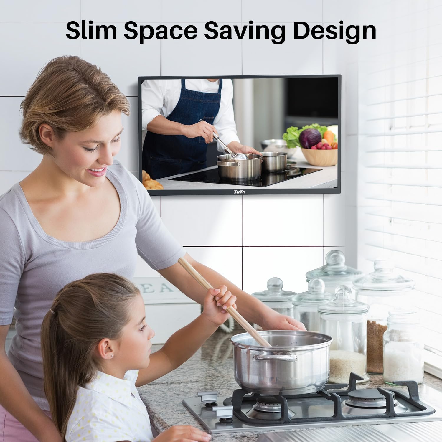 TuTu 32 Inch TV with DVD Player Built-in, 60Hz 720P HD LED Small Flat Screen TV with 3 HDMI, USB, Optical VGA, Non-Smart TV and Monitor for Bedroom,Kitchen,Basement,RV Camper(2024 Model) · v8