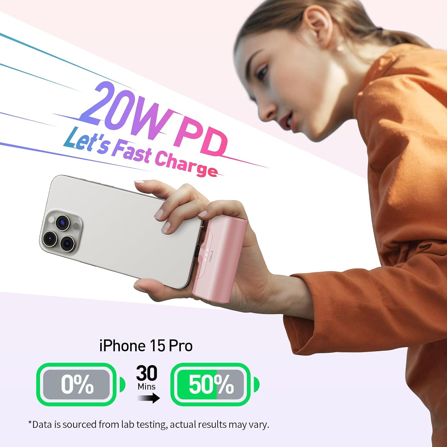 iWALK Taşınabilir Şarj Cihazı iPhone Pembe