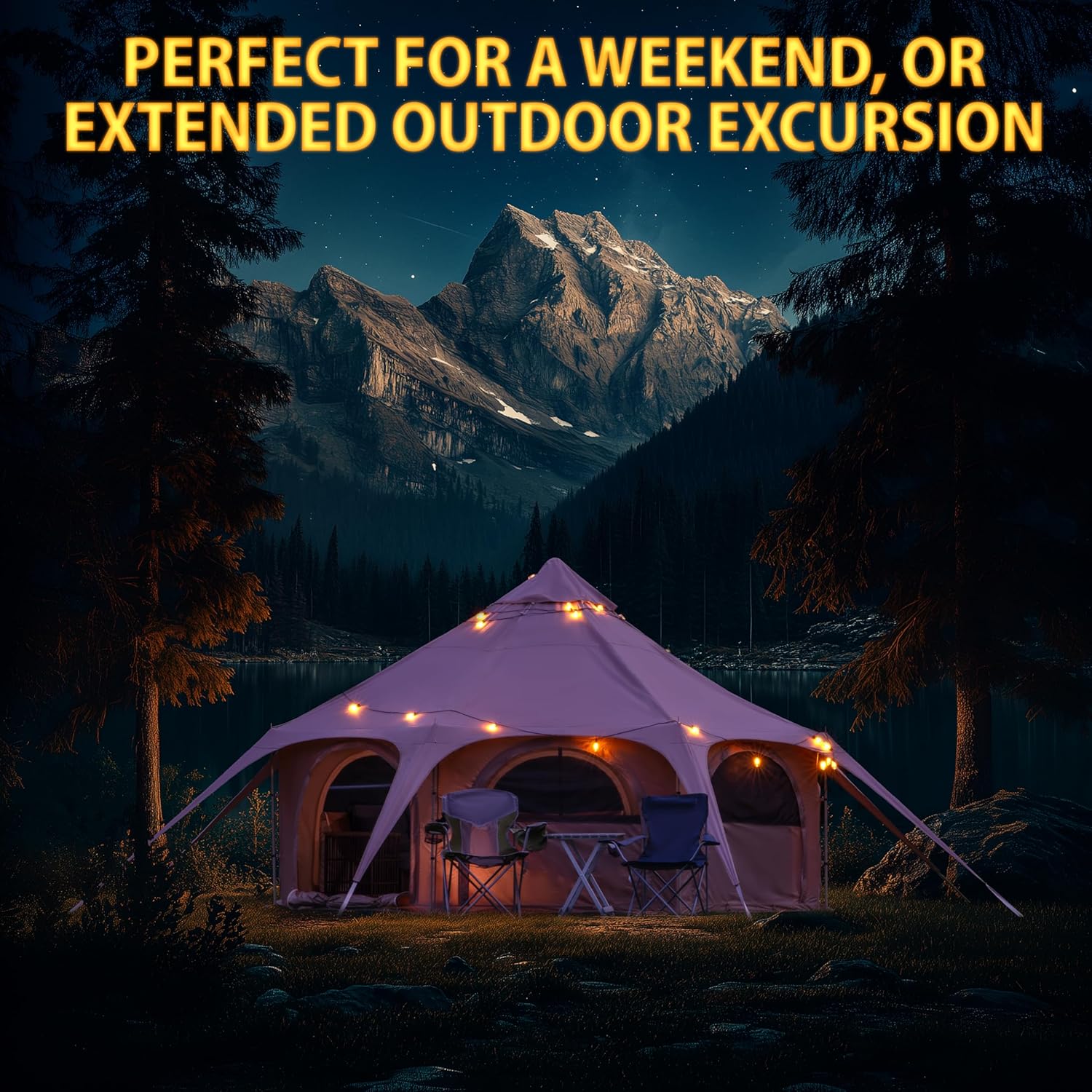 เต็นท์ผ้าใบสำหรับกางเต็นท์แบบ Glamping ขนาด 16x9 ฟุต พร้อมช่องระบายอากาศใต้หลังคา