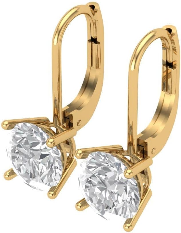 4 ct Brilliant Round Cut Drop Dangle Conflict free Natural Certified Diamond Clarity SI1-SI2 Color G-H 14K Yellow Gold Earrings Lever Back