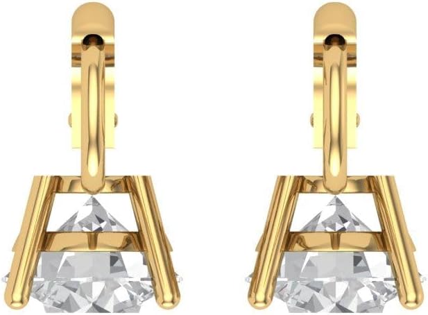 4 ct Brilliant Round Cut Drop Dangle Conflict free Natural Certified Diamond Clarity SI1-SI2 Color G-H 14K Yellow Gold Earrings Lever Back