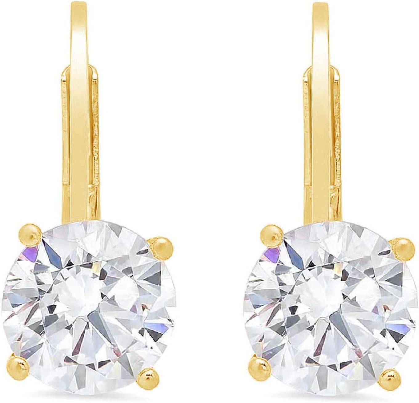4 ct Brilliant Round Cut Drop Dangle Conflict free Natural Certified Diamond Clarity SI1-SI2 Color G-H 14K Yellow Gold Earrings Lever Back