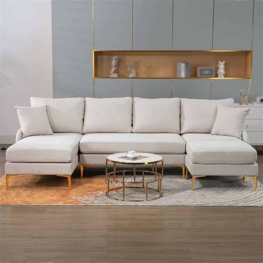 110' U-Shape Convertible Sofa,Left Or Right Chaise of Sectional Sofa, Upholstered Living Room · v2