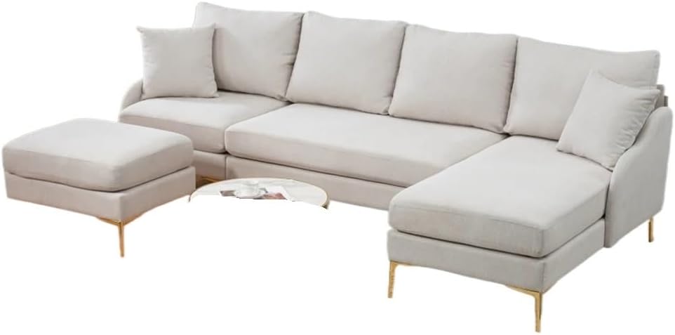 110' U-Shape Convertible Sofa,Left Or Right Chaise of Sectional Sofa, Upholstered Living Room · v2