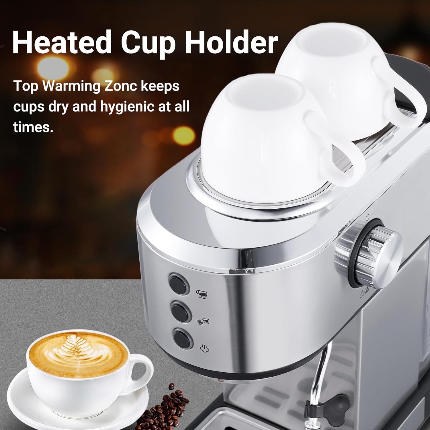 เครื่องชงกาแฟเอสเพรสโซ amzchef พร้อมแรงดัน 20 บาร์ เครื่องชงกาแฟเอสเพรสโซระดับมืออาชีพพร้อมครีมนม/แท่งนึ่ง เครื่องชงกาแฟสเตนเลสขนาดกะทัดรัด ถังน้ำแบบถอดได้สำหรับใช้ในครัวเรือนขนาด 34 ออนซ์ ของขวัญสำหรับพ่อหรือแม่