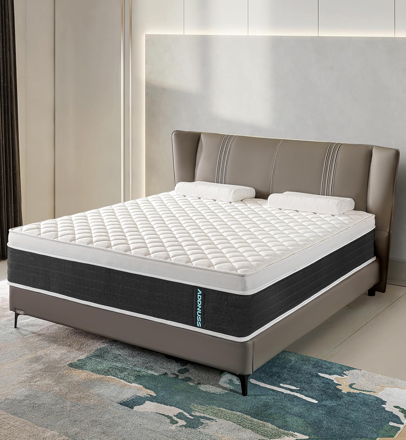 Colchón king size, colchón King híbrido de 12 pulgadas en una caja, espuma viscoelástica de gel y bolsillos, colchones de muelles interiores para aliviar la presión, felpa mediana, aislamiento del movimiento, CertiPUR-US.