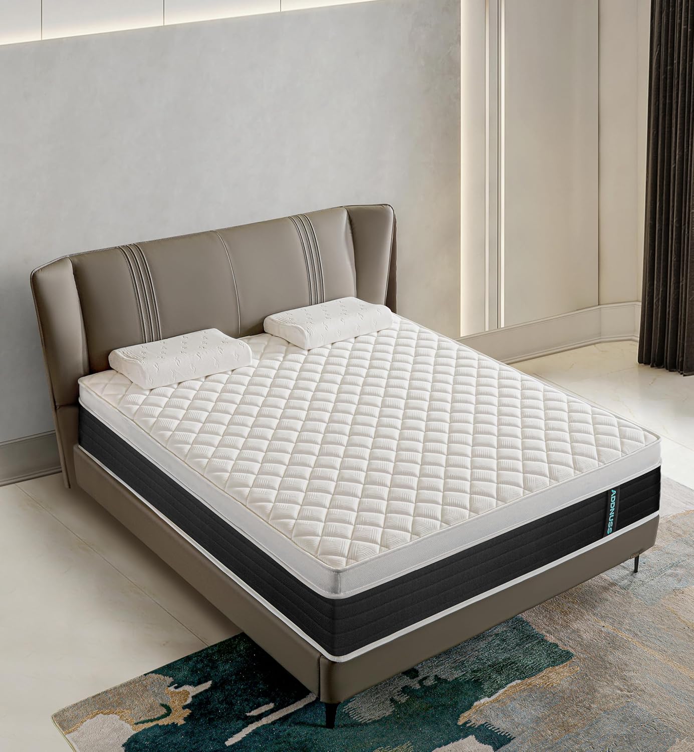 Colchón king size, colchón King híbrido de 12 pulgadas en una caja, espuma viscoelástica de gel y bolsillos, colchones de muelles interiores para aliviar la presión, felpa mediana, aislamiento del movimiento, CertiPUR-US.