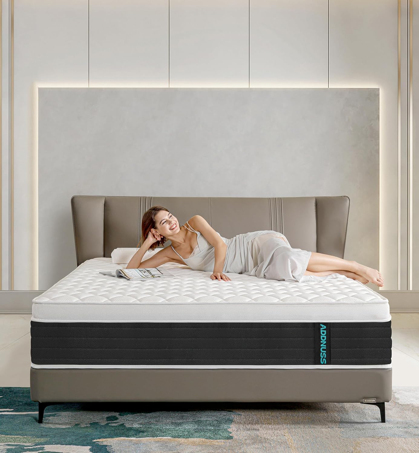 Colchón king size, colchón King híbrido de 12 pulgadas en una caja, espuma viscoelástica de gel y bolsillos, colchones de muelles interiores para aliviar la presión, felpa mediana, aislamiento del movimiento, CertiPUR-US.