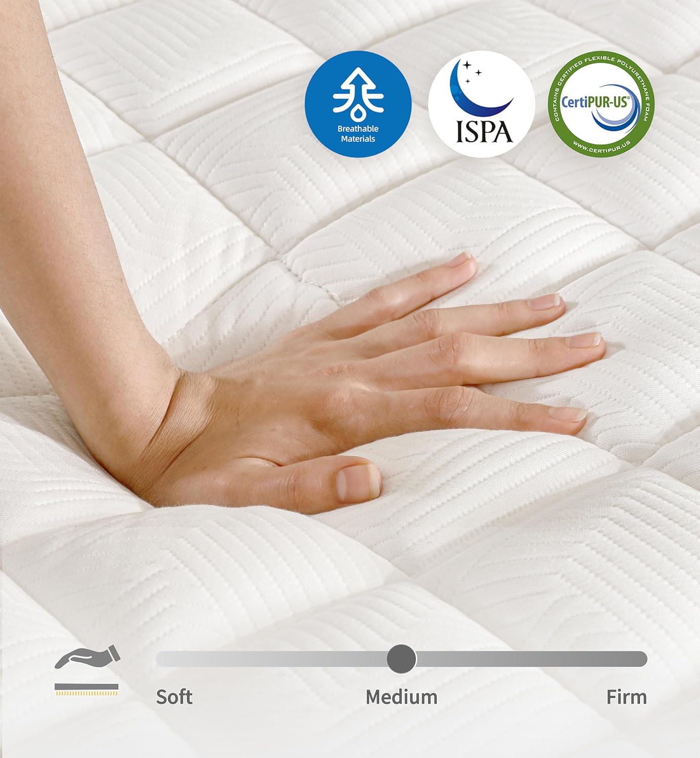 Colchón king size, colchón King híbrido de 12 pulgadas en una caja, espuma viscoelástica de gel y bolsillos, colchones de muelles interiores para aliviar la presión, felpa mediana, aislamiento del movimiento, CertiPUR-US.
