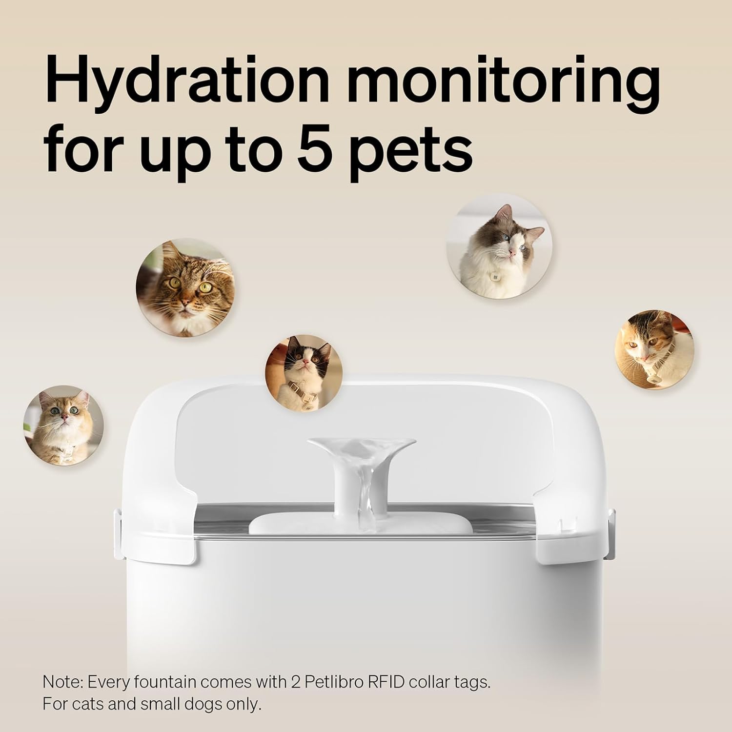 PETLIBRO RFID Smart App Monitoring Cat Water Fountain, 101oz/3L Dockstream Pet Fountain for Multi-Pet Homes with Light Collar Tag, 2.4G Wi-Fi Automatic Cat Water Dispenser, Upgraded Wireless Pump · v7
