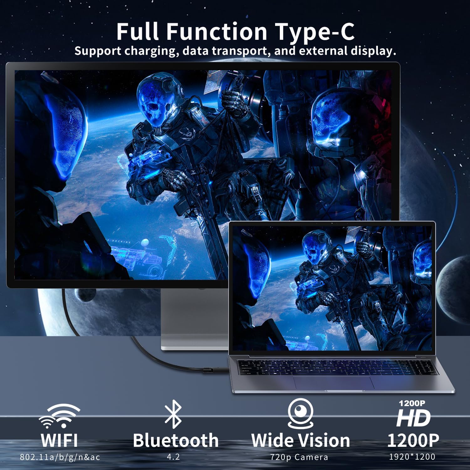 Computer portatile da 16 pollici con processore N95 (fino a 3,4 GHz), SSD DDR4 da 512 GB da 16 GB, FHD 1920x1200P, funzione completa di tipo C, guscio completamente in metallo, lettore di impronte digitali, angolo aperto 180°, Wi-Fi 5G, BT4.2