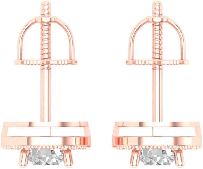 3.54 ct Round Cut Halo Studs Genuine Cultured Certified Lab Grown Diamond Very Slightly Included I-J 18K Rose Gold Earrings Screw back a