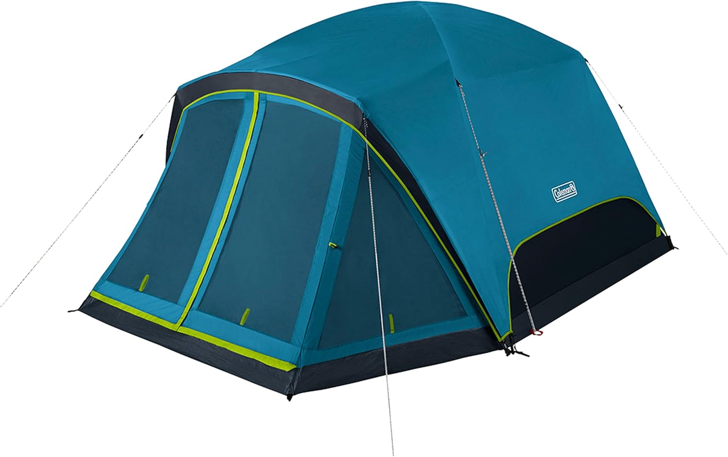 Coleman Skydome Dark Room-Zelt mit Bildschirmraum, wetterfestes Zelt für 4/6 Personen blockiert 90% der Sonneneinstrahlung, wird in 5 Minuten aufgebaut, inklusive Regenfliegenverstärker; Tragetasche, hergestellt aus PFAS-freien Materialien