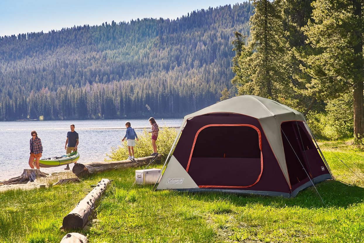 Coleman Skylodge 10-Person Family Tent, Weatherproof XL Tent with Rainfly  Room Divider, Fits 4 Queen-Sized Airbeds, Made of PFAS-Free Materials
