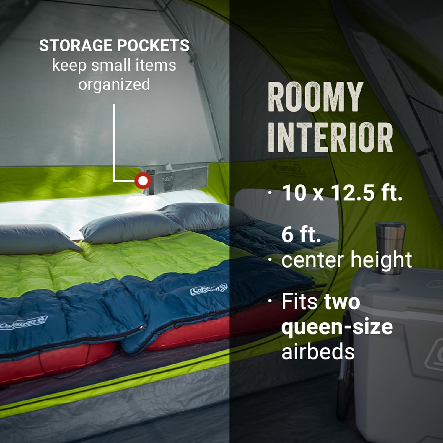 Coleman Skydome Tent with Screen Room  5-Minute Setup, Weatherproof 4/6/8 Person Tent with Screened Porch, Included Rainfly amp; Carry Bag, Made of PFAS-Free Materials · v5