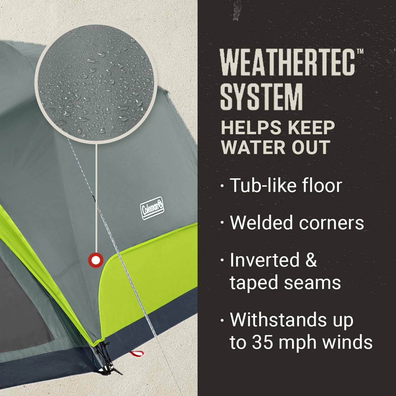 Coleman Skydome Tent with Screen Room  5-Minute Setup, Weatherproof 4/6/8 Person Tent with Screened Porch, Included Rainfly amp; Carry Bag, Made of PFAS-Free Materials · v5