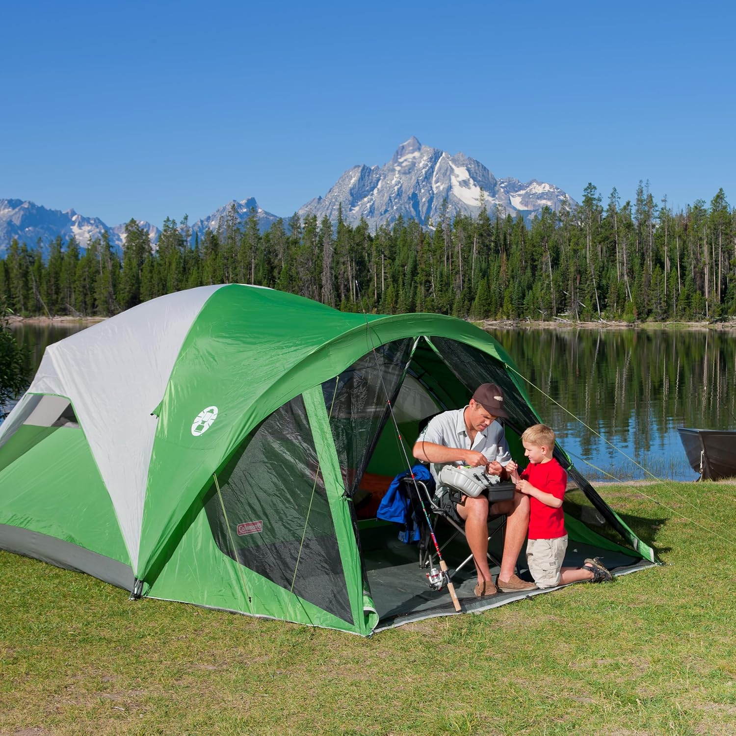 Coleman Evanston Tent with Screen Room, 6/8 Person Weatherproof Tent Sets Up in 15 Mins, Included Rainfly  Carry Bag, Made of PFAS-Free Materials · v5