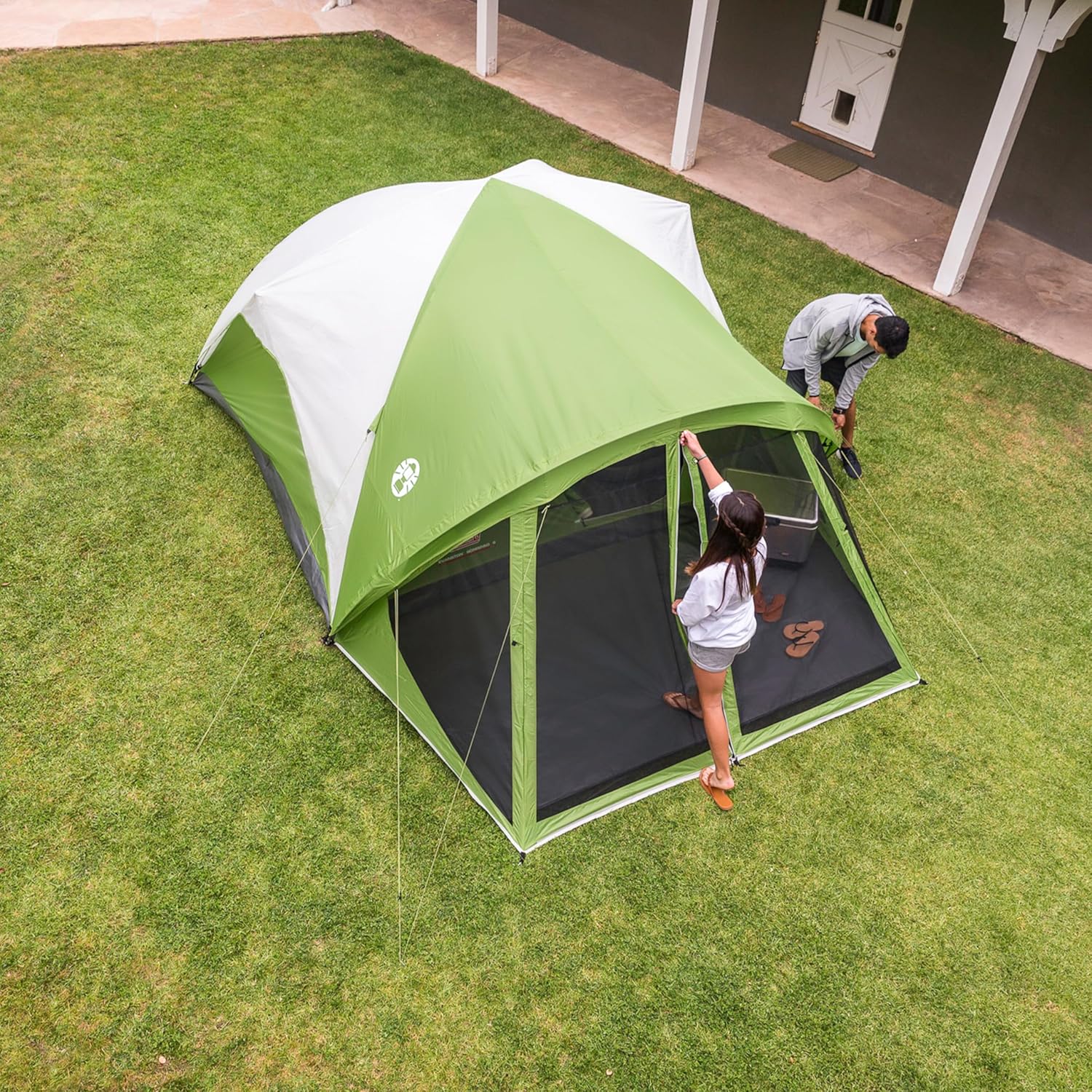 Coleman Evanston Tent with Screen Room, 6/8 Person Weatherproof Tent Sets Up in 15 Mins, Included Rainfly  Carry Bag, Made of PFAS-Free Materials · v5