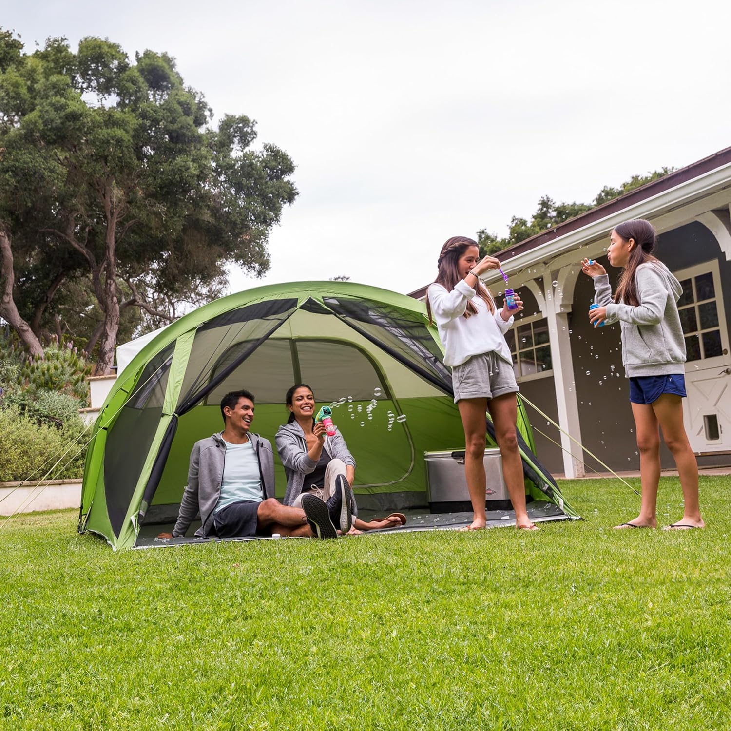 Coleman Evanston Tent with Screen Room, 6/8 Person Weatherproof Tent Sets Up in 15 Mins, Included Rainfly  Carry Bag, Made of PFAS-Free Materials · v5