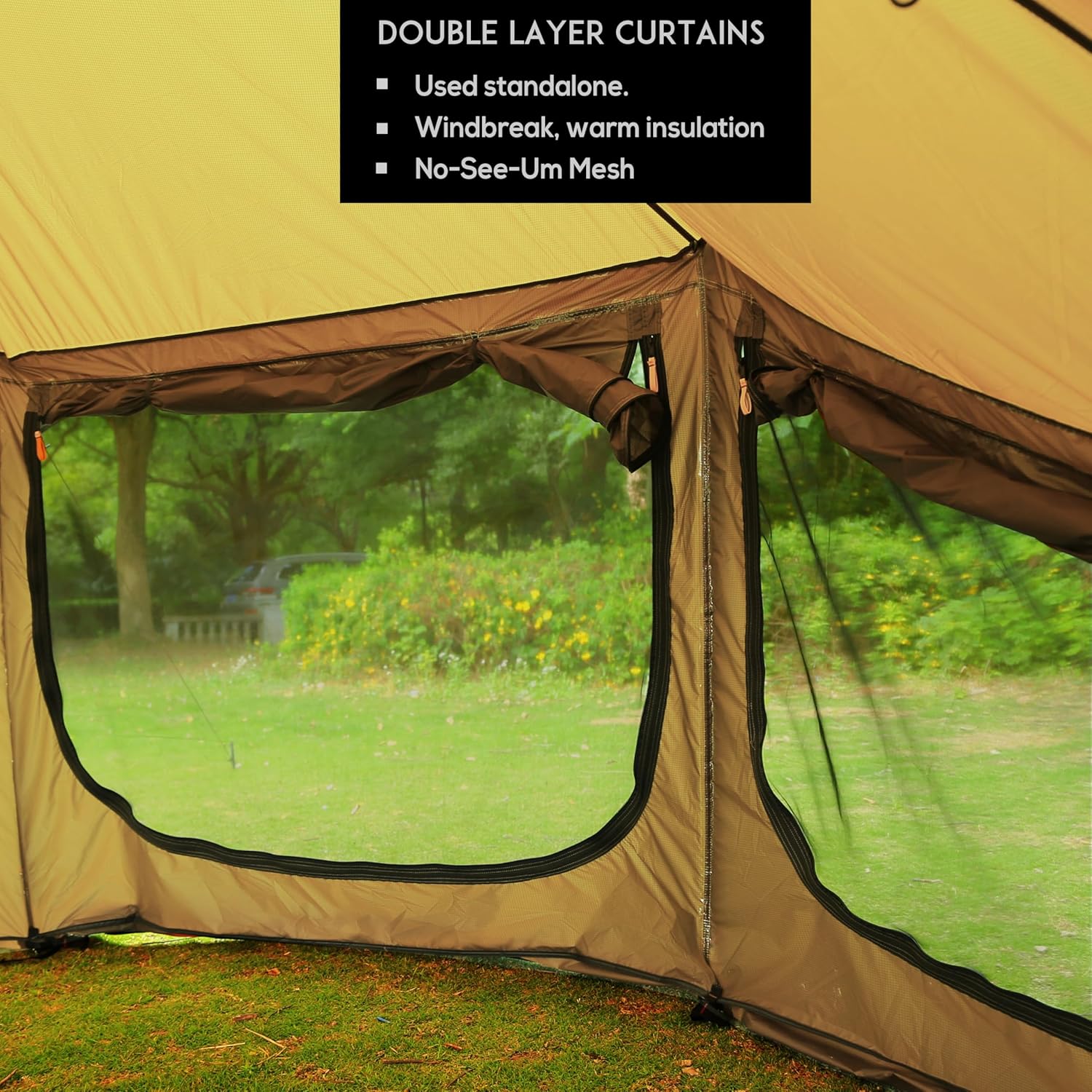 เต็นท์ Tipi 4 ฤดูแบบแยกส่วน เต็นท์ร้อนพร้อมหลังคา พื้นที่ยืน เต็นท์ทรงกรวยสำหรับล่าสัตว์ ตั้งแคมป์ เดินป่า กับครอบครัว