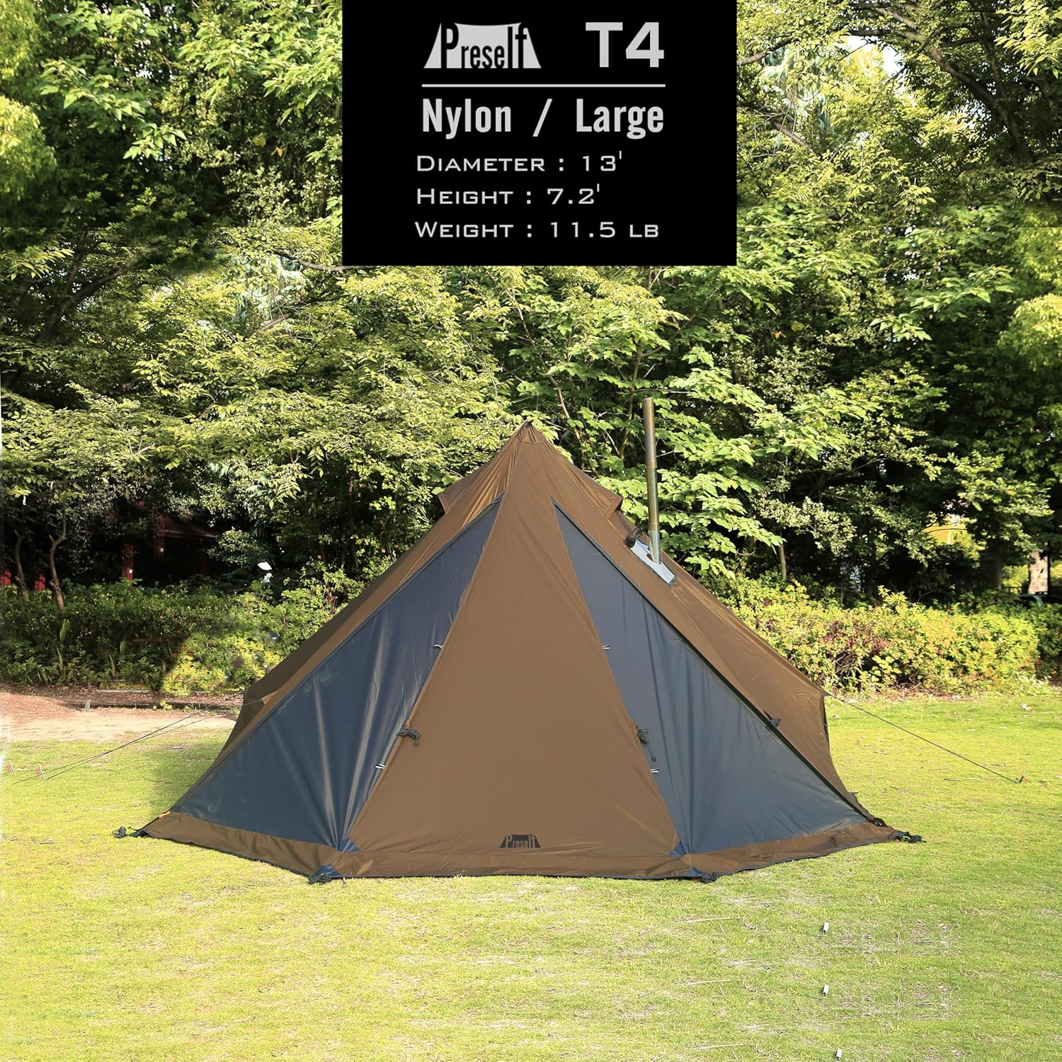 Preself 4 Mevsim Tipi Çadırı, Kanopili Sıcak Çadır, Ayakta Oda, Av Aile Takımı Kamp Yürüyüşü için Teepee Çadırı