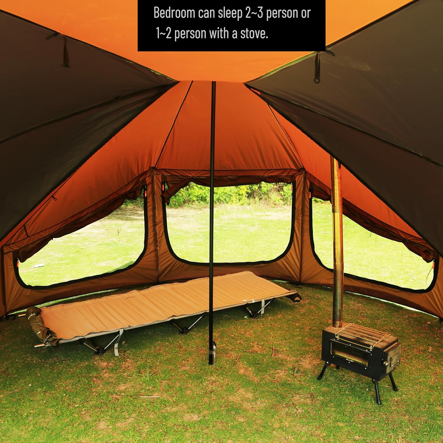 Preself 4 Mevsim Tipi Çadırı, Kanopili Sıcak Çadır, Ayakta Oda, Av Aile Takımı Kamp Yürüyüşü için Teepee Çadırı
