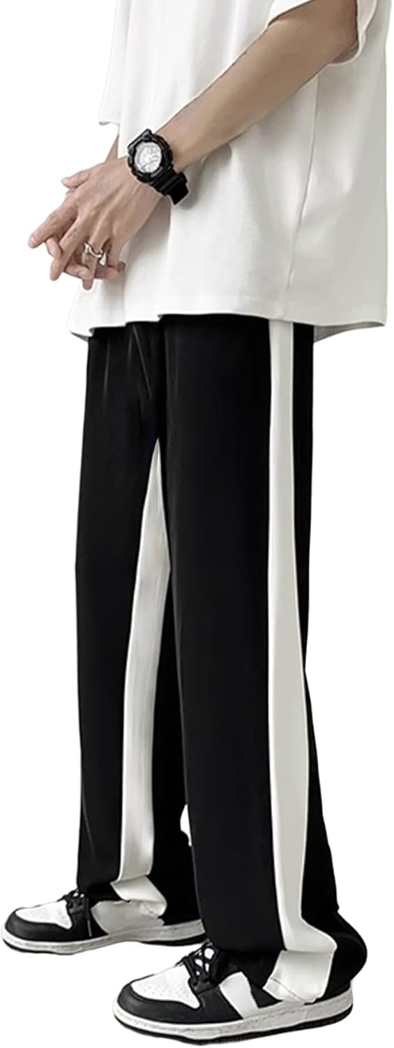 GORGLITTER Mens Colorblock Drawstring Waist Baggy Pants Casual Straight Leg Streetwear Trousers