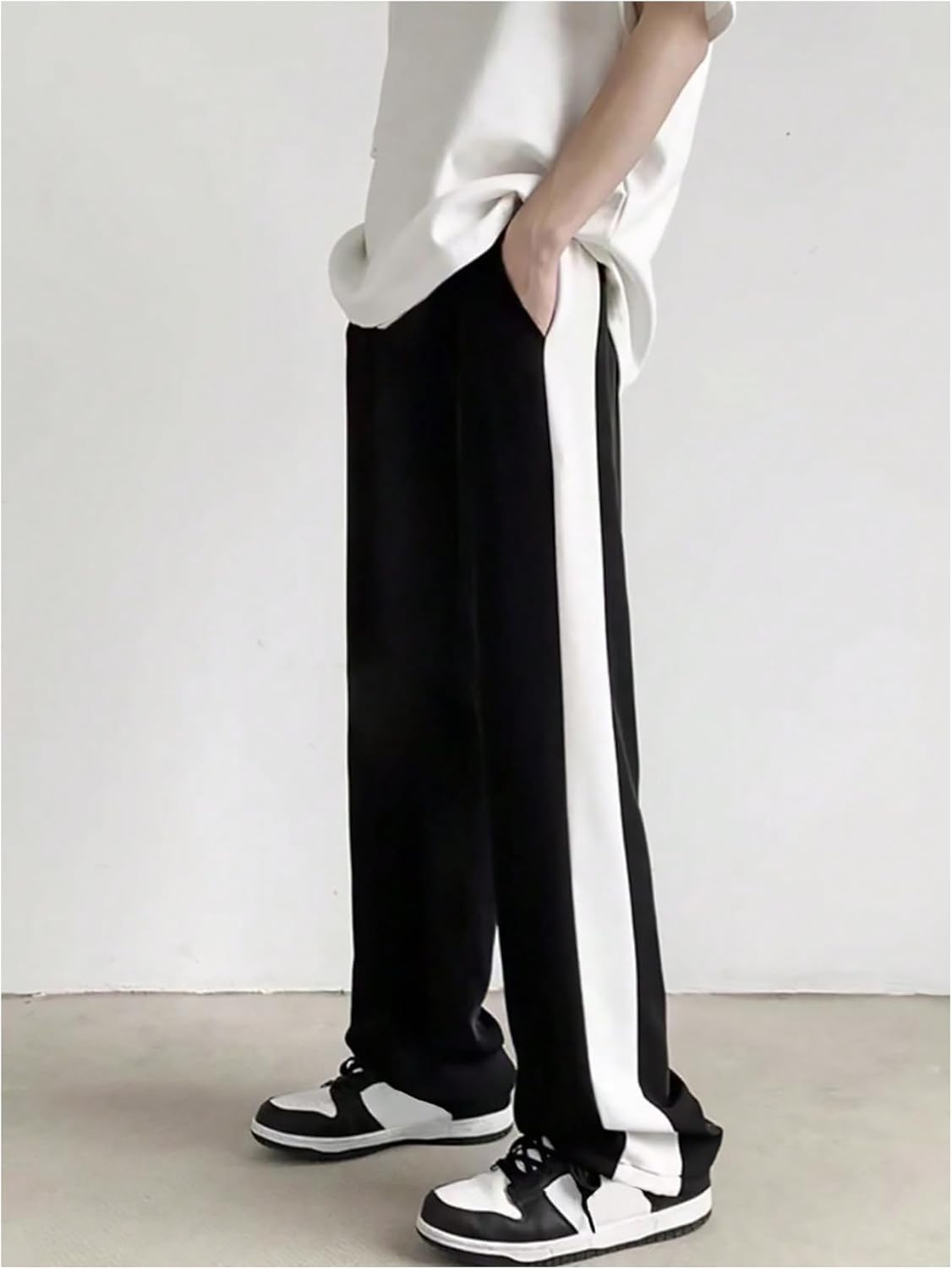 GORGLITTER Mens Colorblock Drawstring Waist Baggy Pants Casual Straight Leg Streetwear Trousers