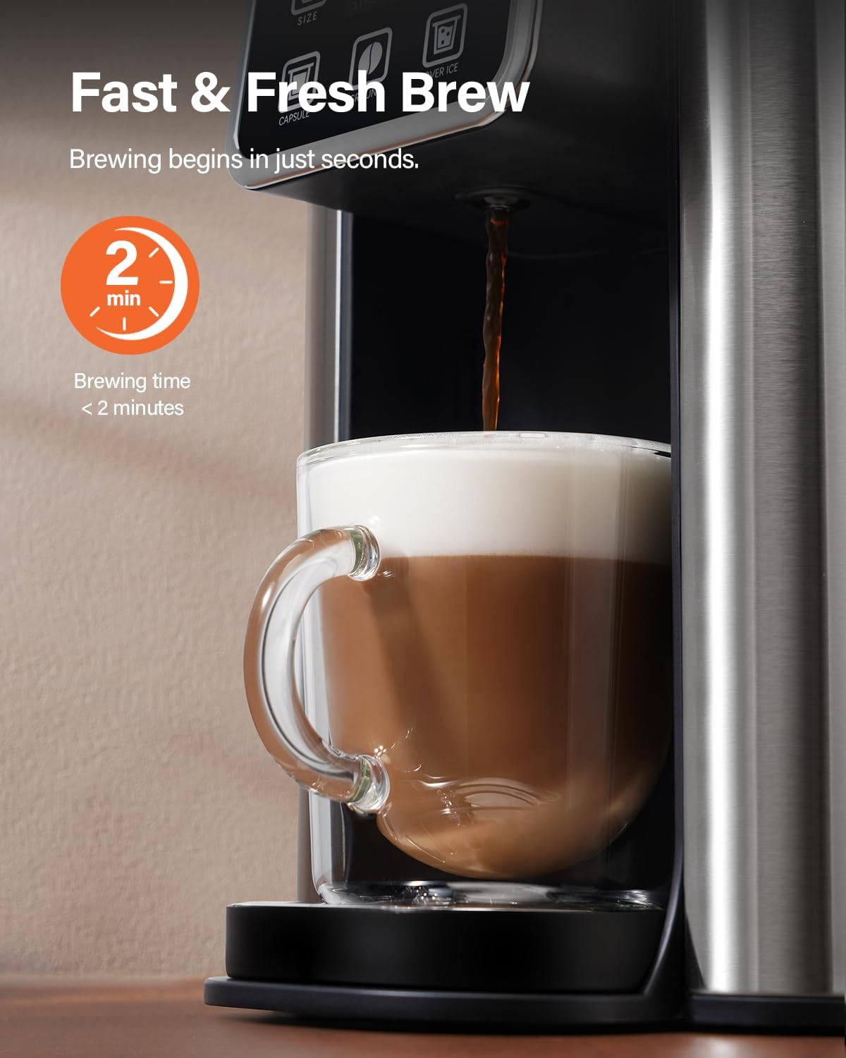 SHARDOR Single Serve Coffee Maker, Hot and Iced Coffee Machine for K Cup Pods  Ground Coffee, 6 to 14 Oz Brew Sizes, with 50 oz Large Water Tank, Removable Drip Tray, Stainless Steel · v2