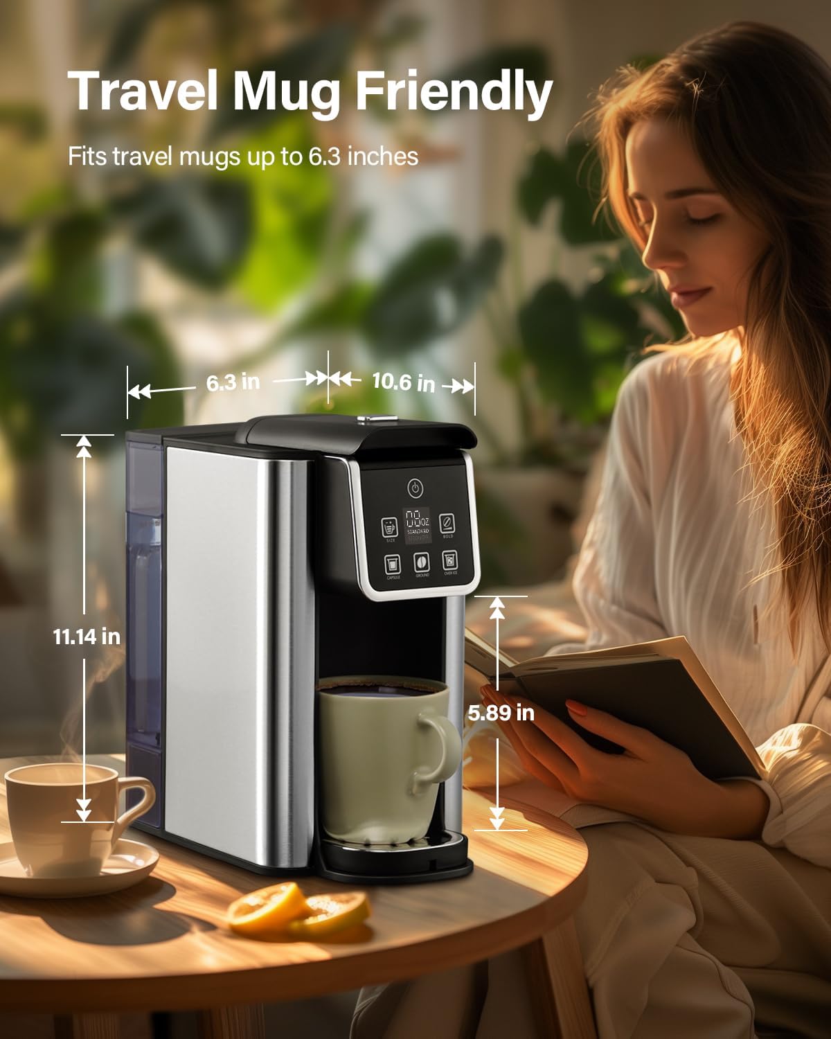 SHARDOR Single Serve Coffee Maker, Hot and Iced Coffee Machine for K Cup Pods  Ground Coffee, 6 to 14 Oz Brew Sizes, with 50 oz Large Water Tank, Removable Drip Tray, Stainless Steel · v2