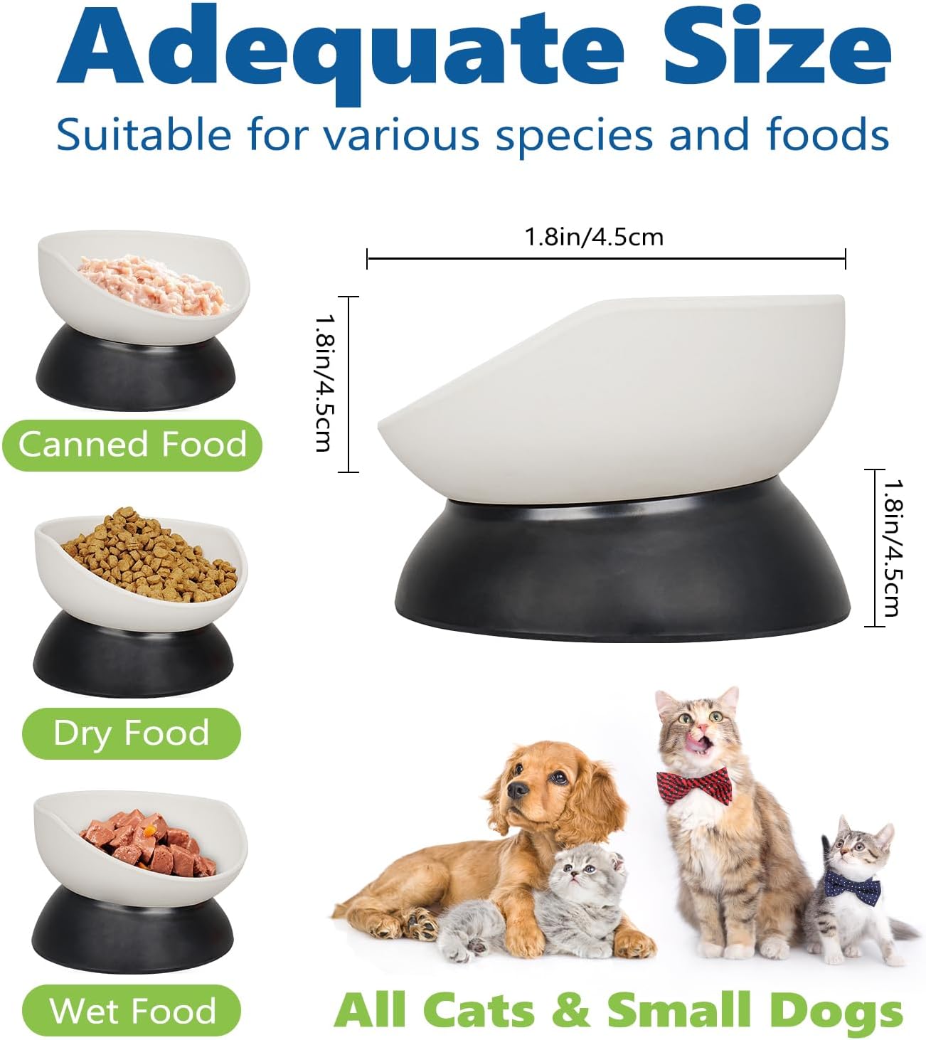 2 cuencos elevados para gatos, desmontables, de melamina, 2 en 1, aptos para gatos, bigotes y espinas, comederos elevados e inclinados para gatos de interior, cachorros, gatitos