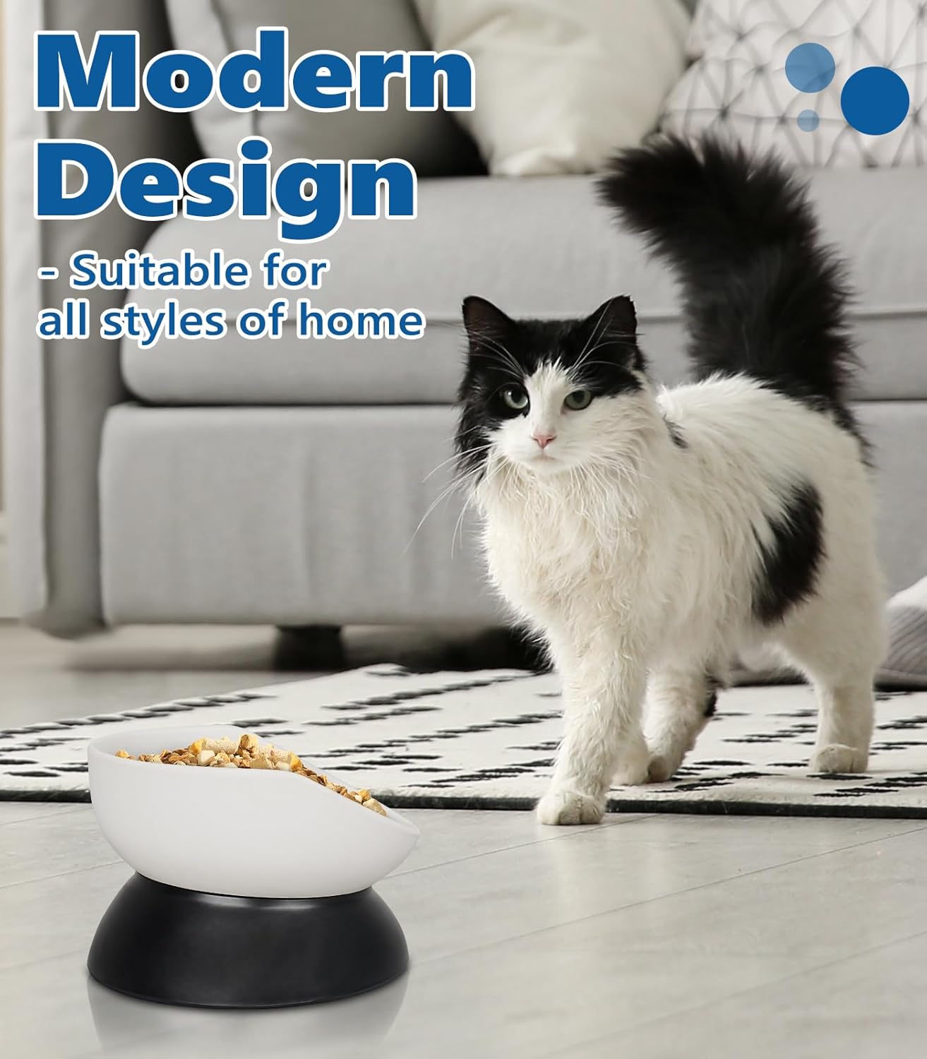 2 cuencos elevados para gatos, desmontables, de melamina, 2 en 1, aptos para gatos, bigotes y espinas, comederos elevados e inclinados para gatos de interior, cachorros, gatitos
