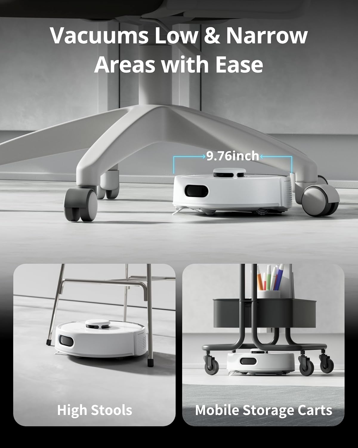 SwitchBot K10 Pro Roboter-Staubsauger, selbstentleerend für 90 Tage, freihändig, superleiser Mini-Roboter-Staubsauger mit hoher Saugkraft, verhindert Haarverheddern, funktioniert mit Matter/Alexa/Siri, 2,4-GHz-WLAN