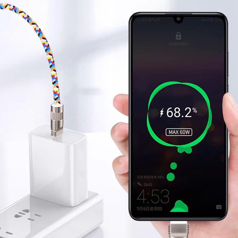 USB-C - USB-C Kablo Cep Telefonu Kordon (2'si 1 arada), USB-C - USB-A Adaptörlü 60W Yüksek Hızlı USB C Şarj Kablosu, Veri Aktarım Kablosu, Çapraz Gövde Kayışı, 4.1ft Cep Telefonu Kordon
