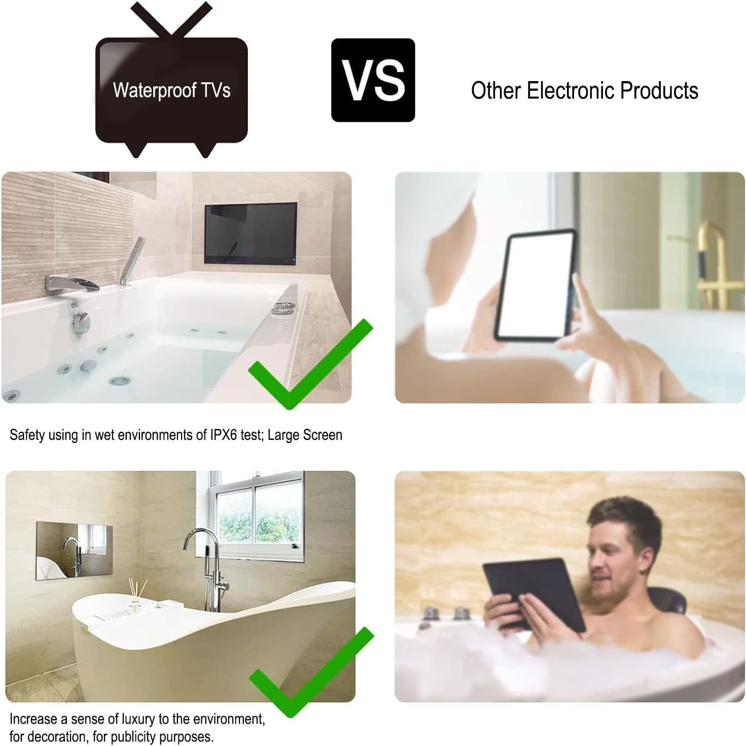 Soulaca 18.5 inches Android Smart Mini Mirror LED TV for Bathroom IPX6 Waterproof Built-in WiFi Bluetooth ATSC · v7