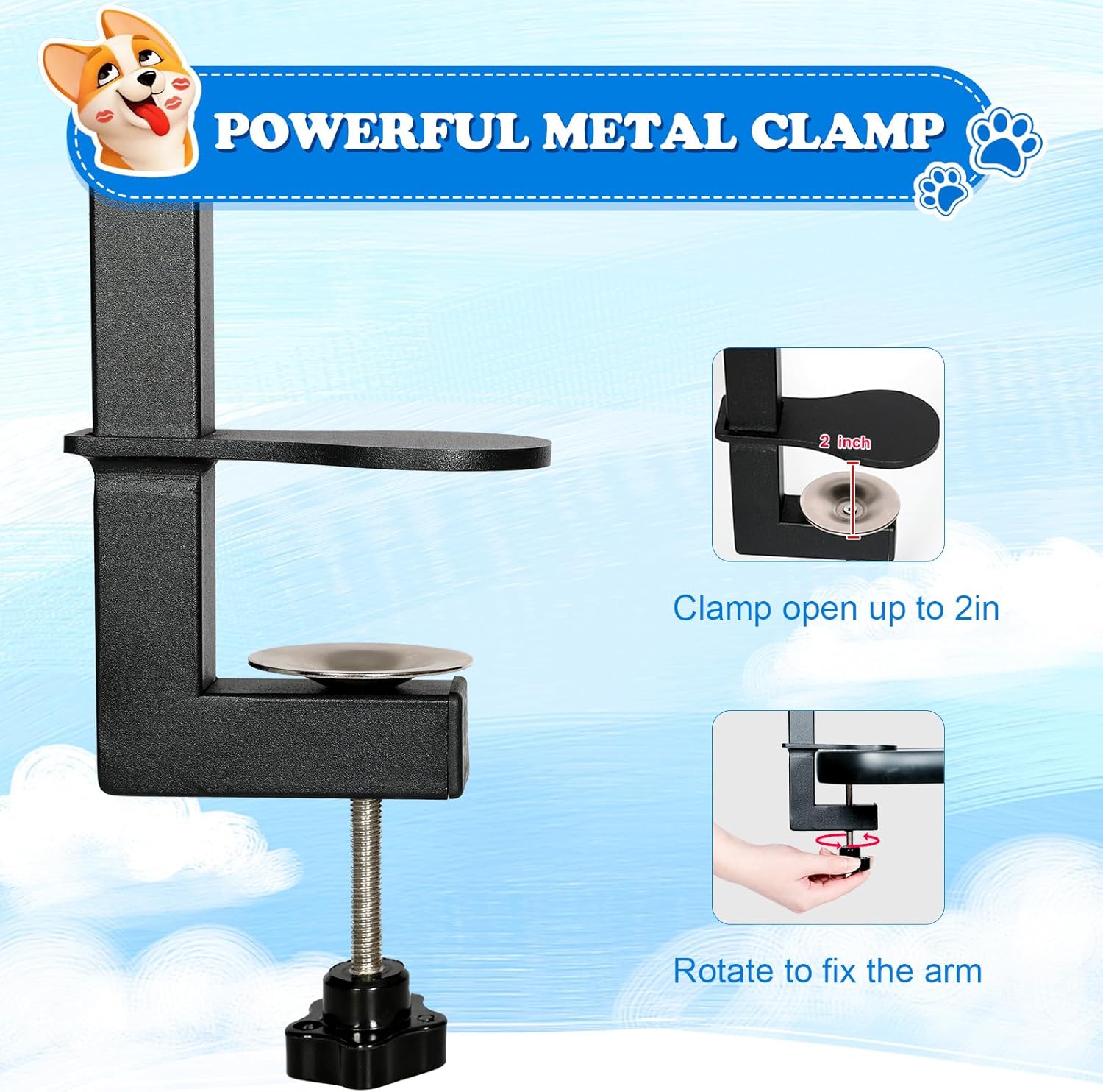 Breeze Touch Dog Grooming Table Arm with Clamp 32in, Pet Dog Grooming Table for Small Dogs at Home Foldable, Cat Dog Grooming Harness Stand Holder Portable for Trimming Nails, Drying, Haircut · v2